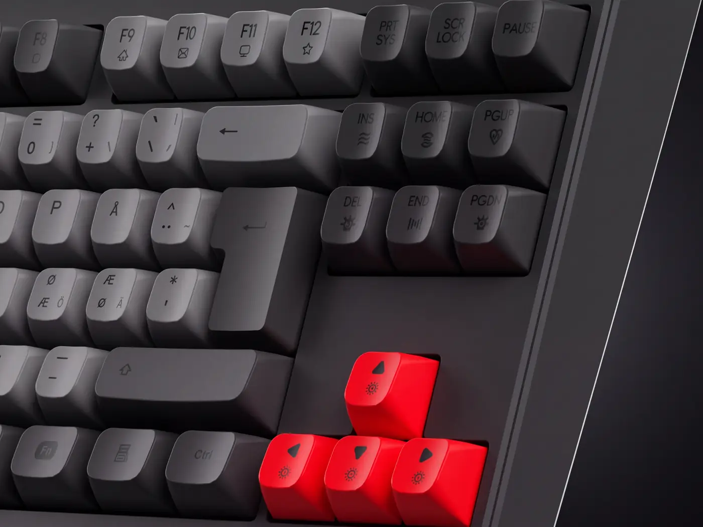 Højre side af Next MX6 TKL med piletaster og uden numerisk tastatur