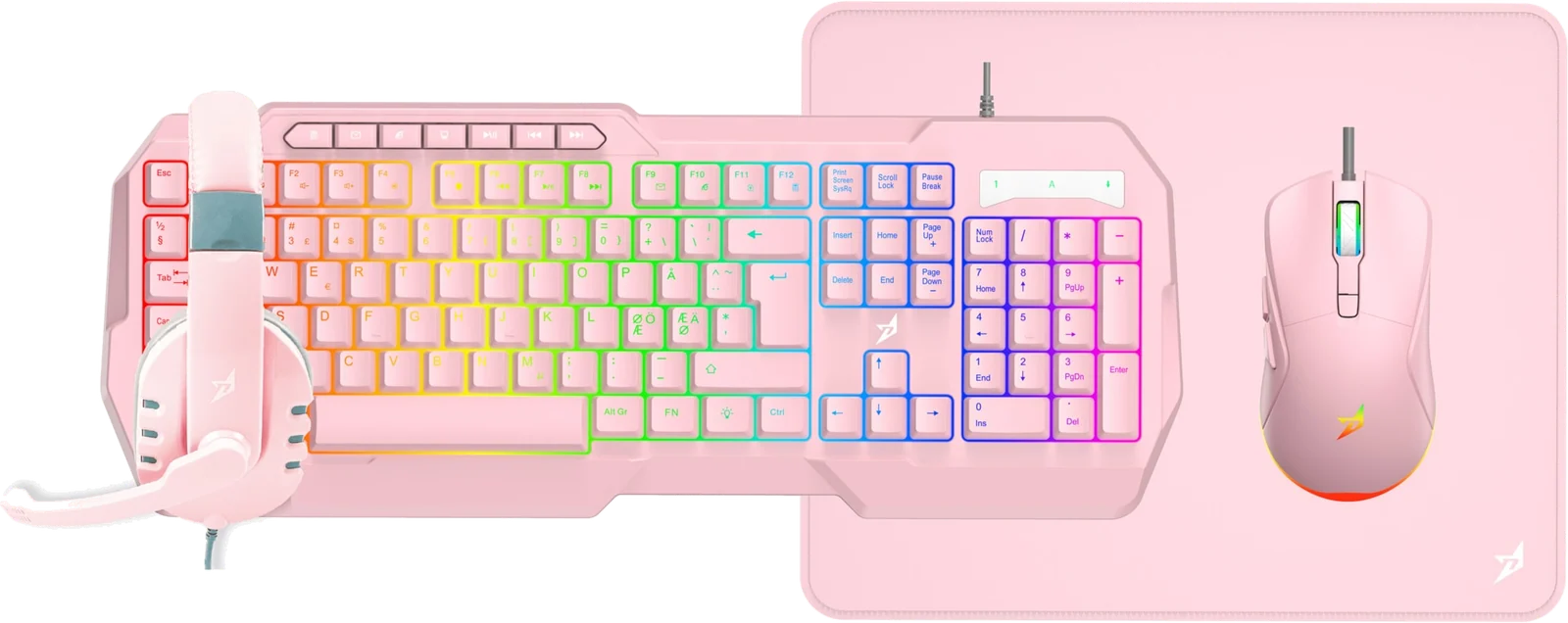 Next XD-40 V2 tastatur og mus bundt (lyserød), alle fire dele i sættet