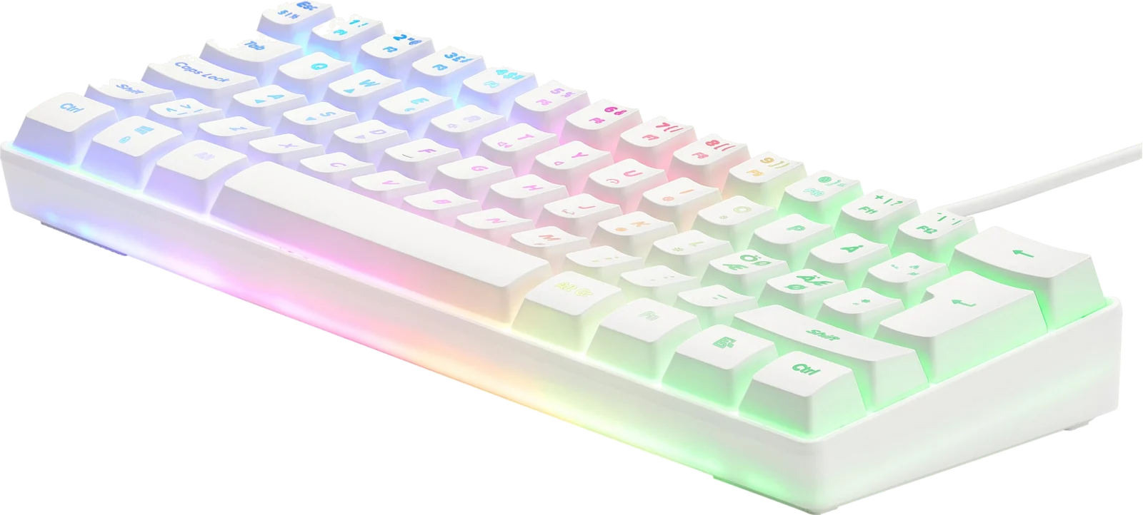 Next MX5 Mini gaming tastatur (hvid), set skråt fra siden
