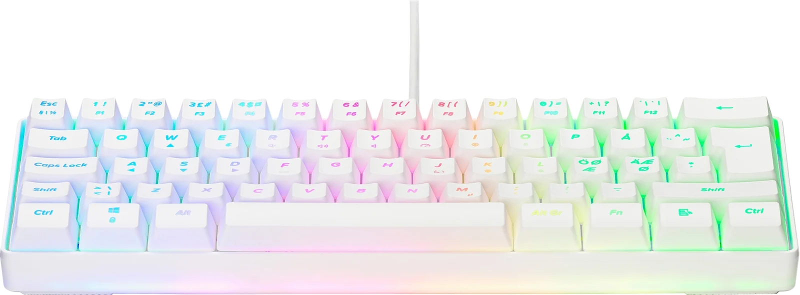 Next MX5 Mini gaming tastatur (hvid), set forfra