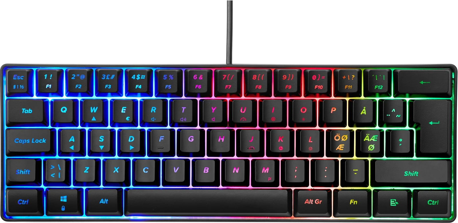 Next MX5 Mini gaming tastatur (sort), set oppefra