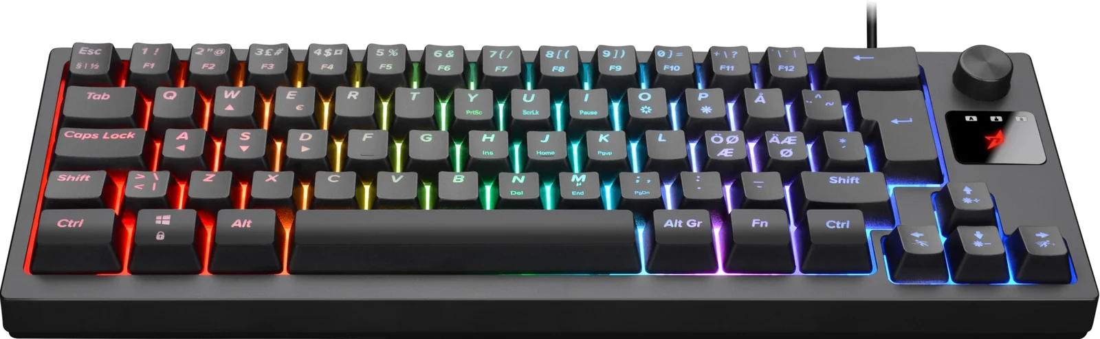 Next MX7 RGB Mini gaming-tastatur, set oppefra