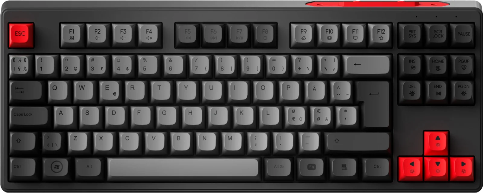 Next MX6 TKL gaming-tastatur (sort), set oppefra