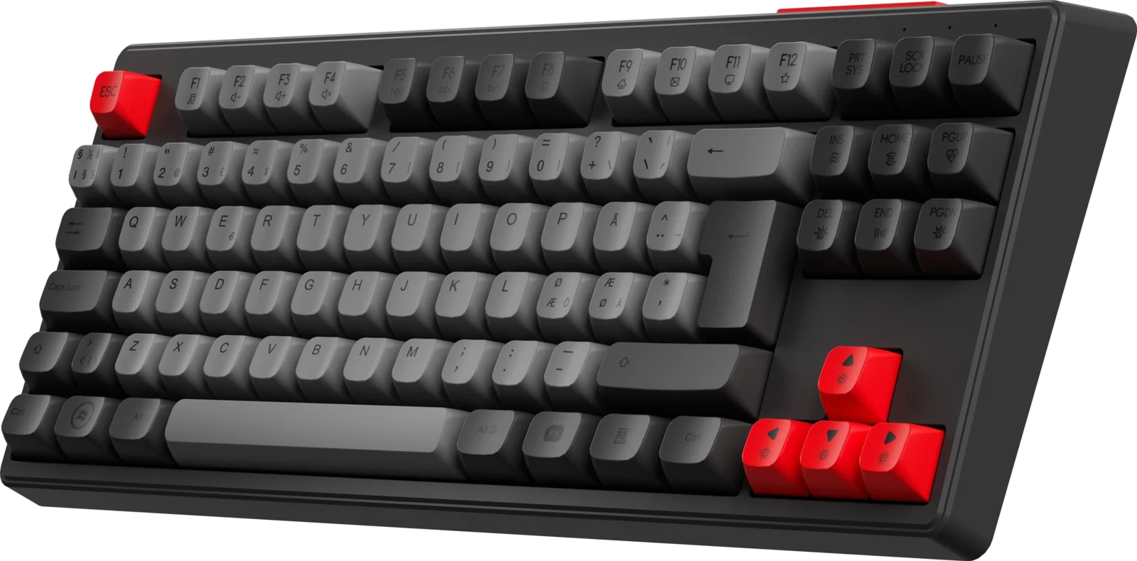 Next MX6 TKL gaming-tastatur (sort), set skråt forfra