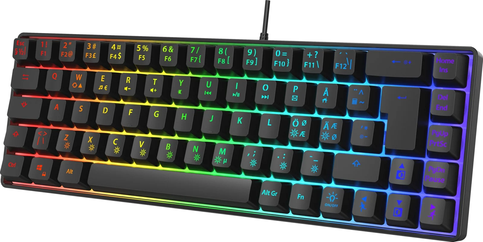 Next MX6 mini 65 gaming-tastatur (sort), set oppefra