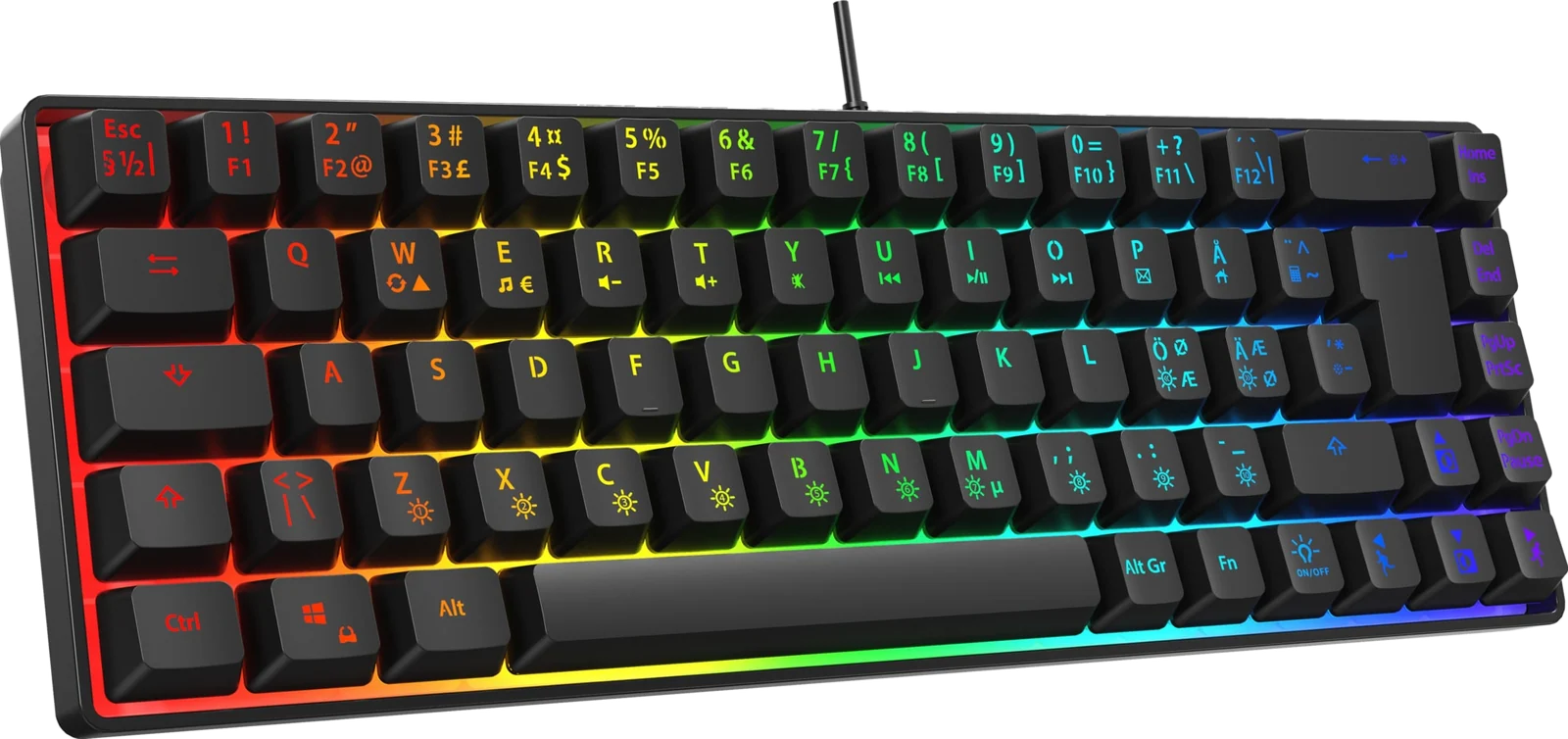 Next MX6 mini 65 gaming-tastatur (sort), set skråt forfra