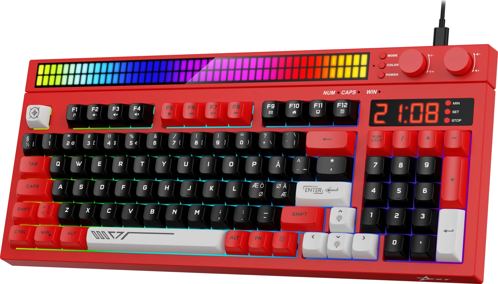 Next KD5 keyboard (rød), set oppefra