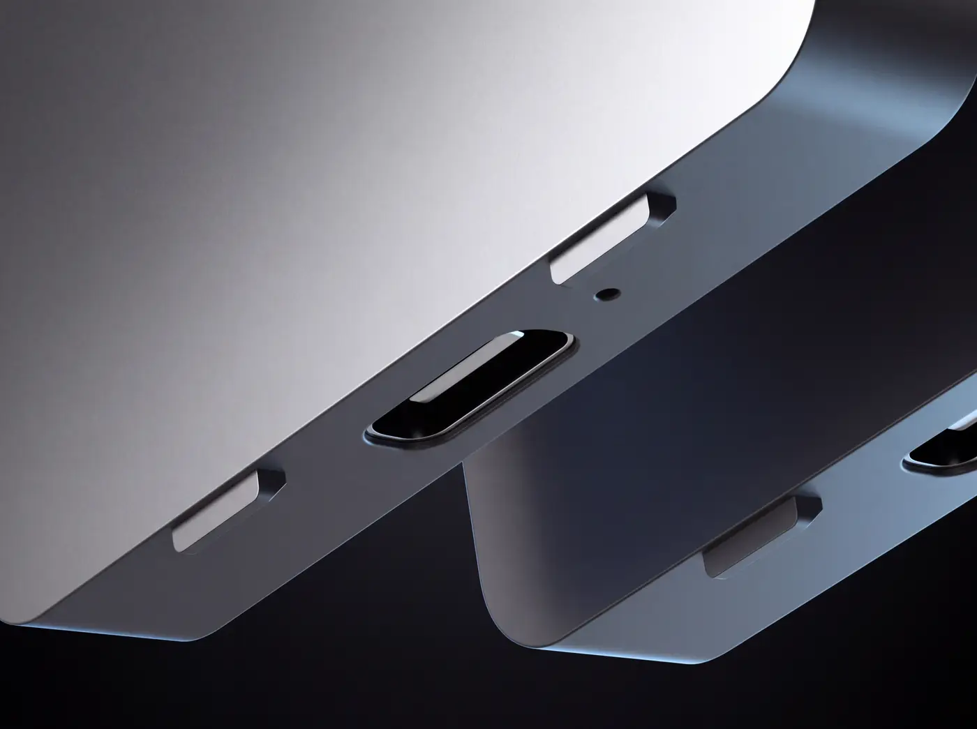 Close-up of the USB-C charging ports on the two QPAD WAVE Model 3 battery packs